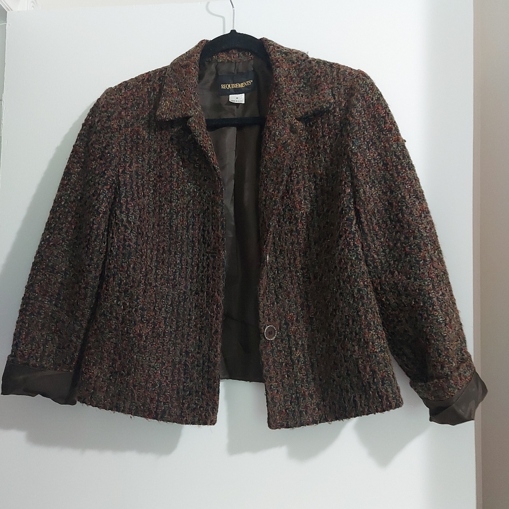 Requirements Vintage Tweed Mohair Blend Brown Blazer